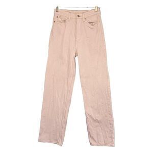 H&M &denim Straight Leg Jeans White Denim High Rise Loose Fit‎ 4